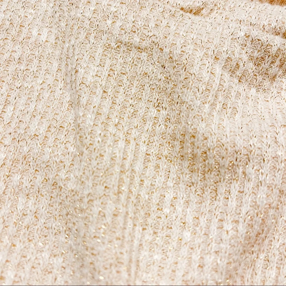 Anthropologie Postmarked Orley Ruffle Cowl Sweater | Metallic Gold